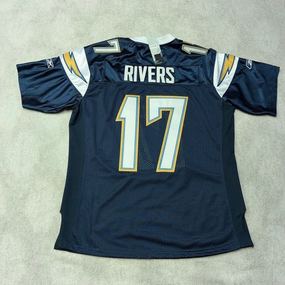 NWT Reebok Philip Rivers San Diego Chargers #17 Jersey Football Blue Mens L